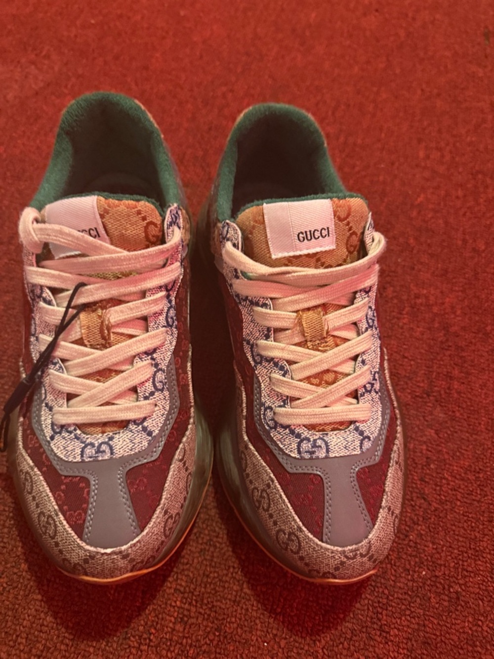 Gucci Brown Multicolor GG Pattern Chunky Sneakers - Picture 5 of 7